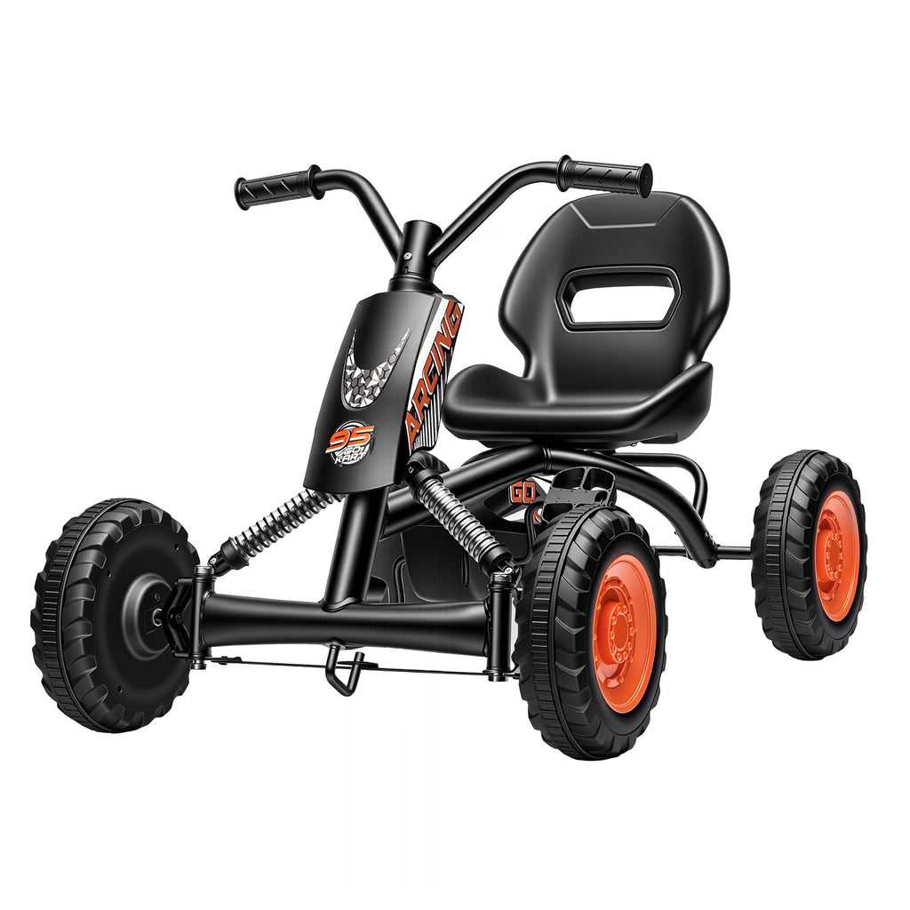 Pedal Go Kart Kids with Plastic Wheels Forward Reverse Black 84cm