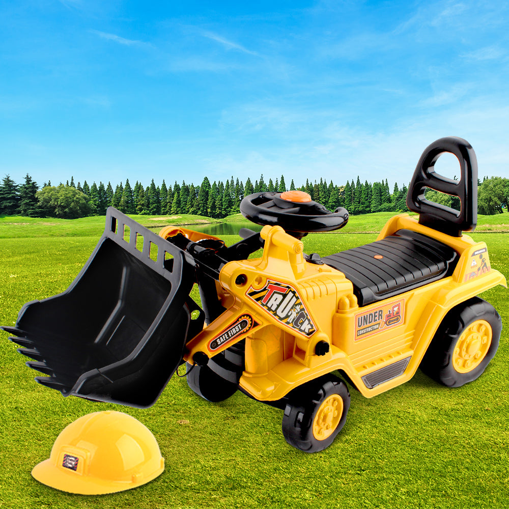 Kids Ride-On Bulldozer Sandpit Toy, Yellow