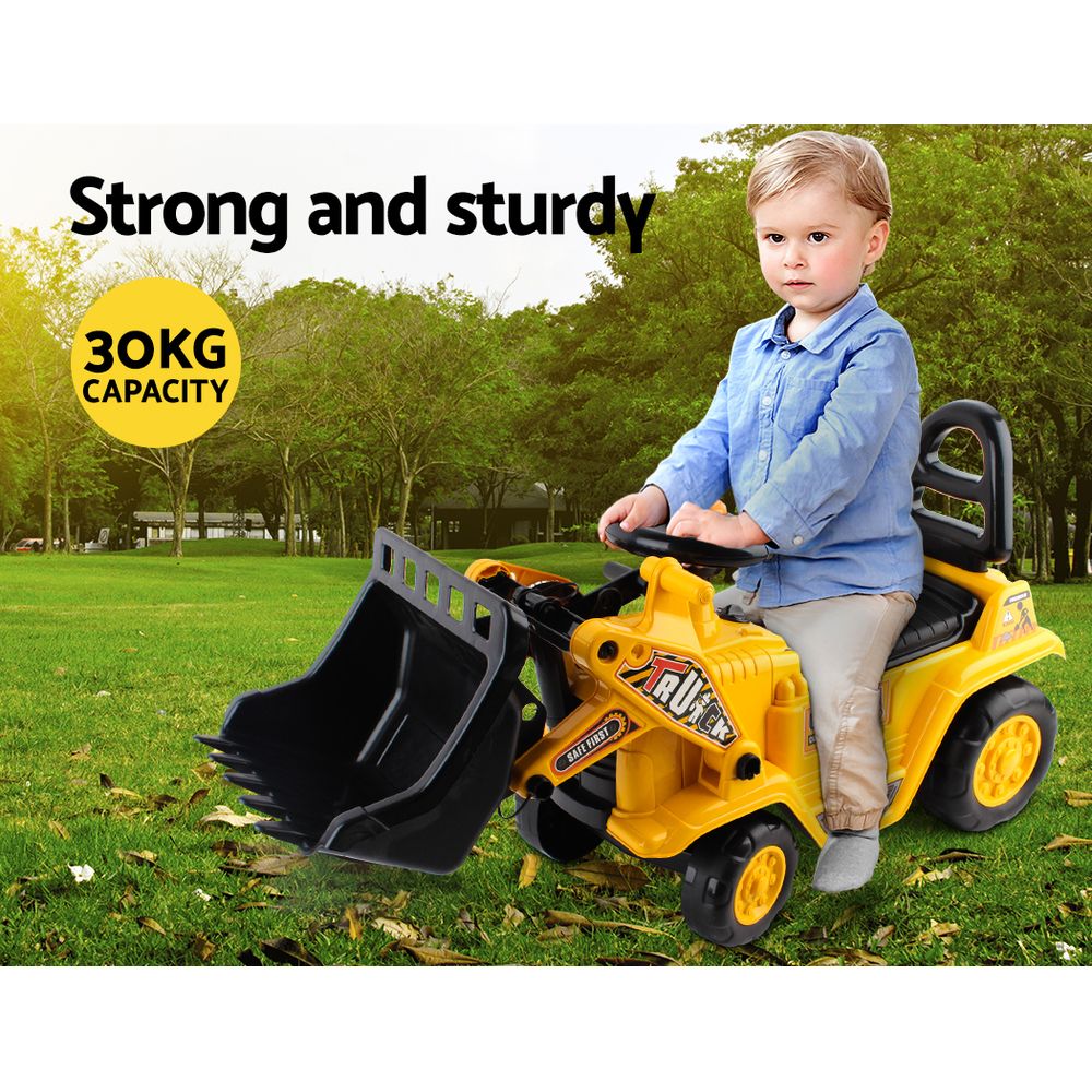 Kids Ride-On Bulldozer Sandpit Toy, Yellow