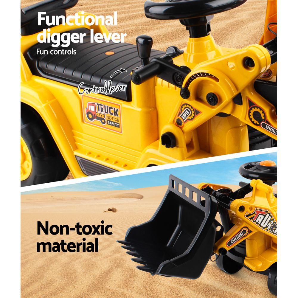 Kids Ride-On Bulldozer Sandpit Toy, Yellow