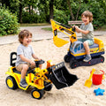 Kids Ride-On Bulldozer & Digger with Helmet, Yellow