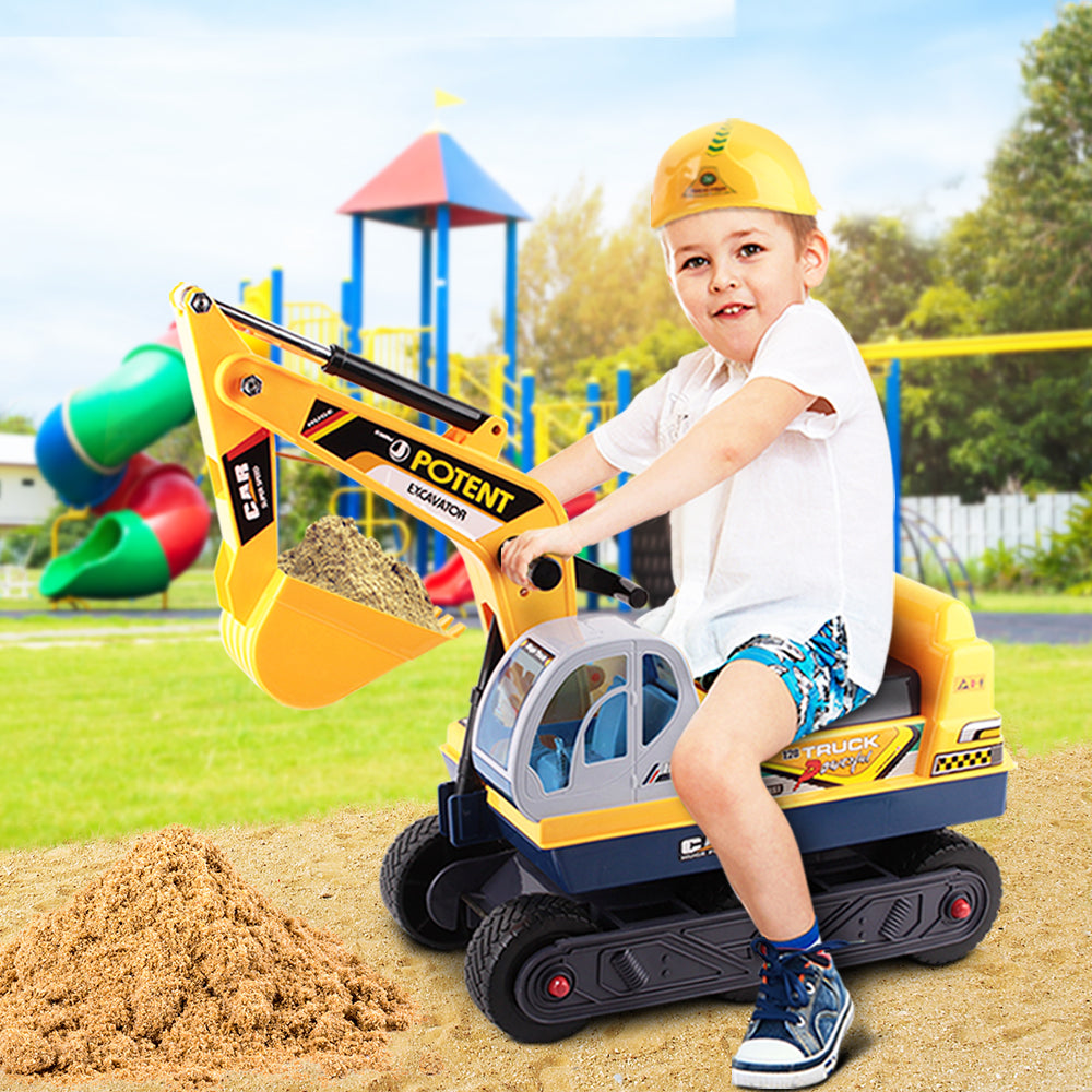 Kids Ride-On Excavator Sandpit Toy, Yellow