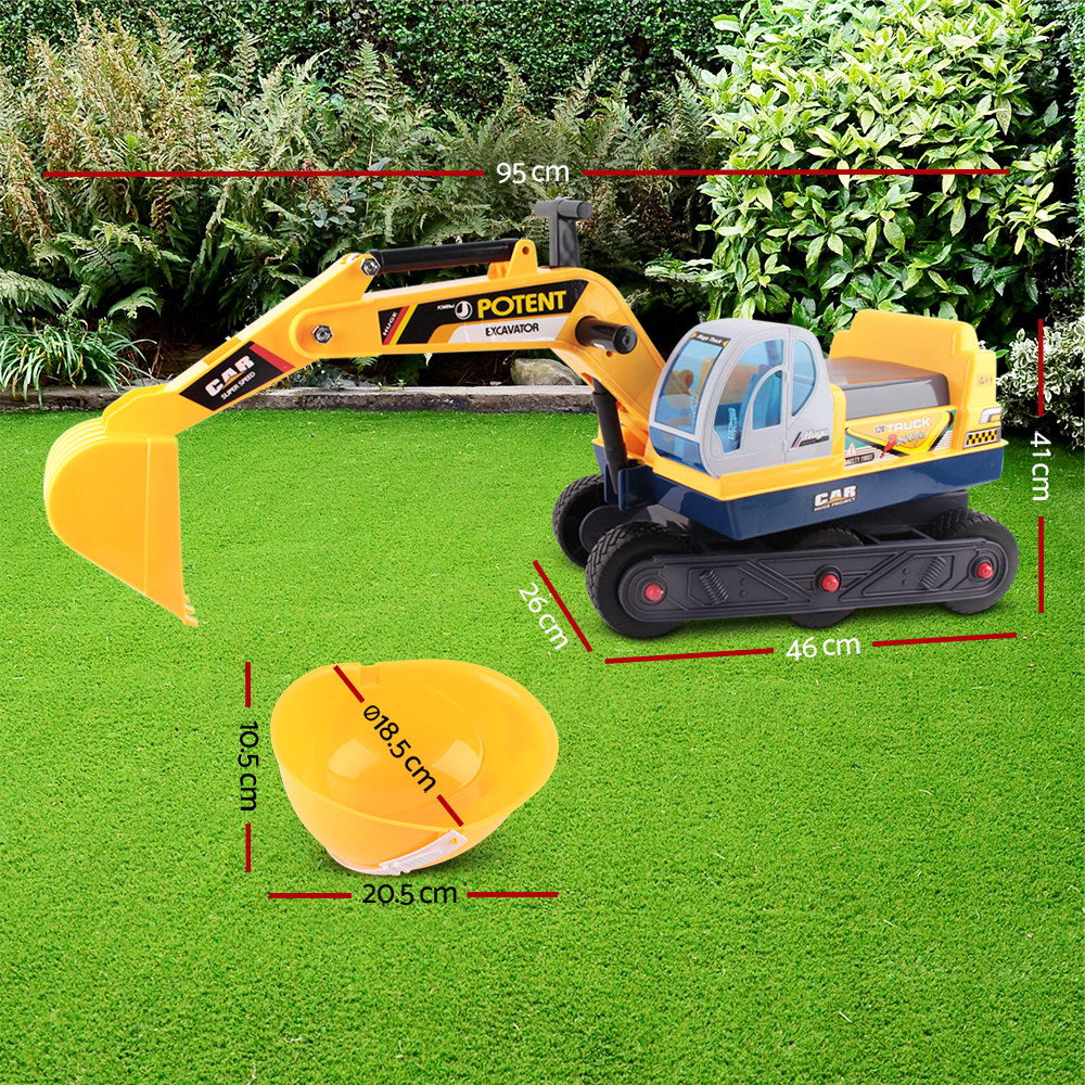 Kids Ride-On Excavator Sandpit Toy, Yellow