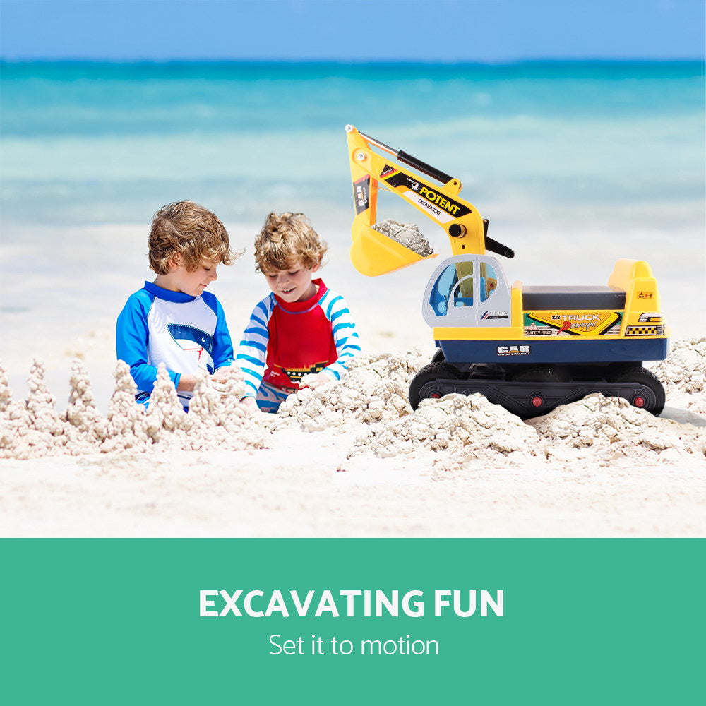 Kids Ride-On Excavator Sandpit Toy, Yellow