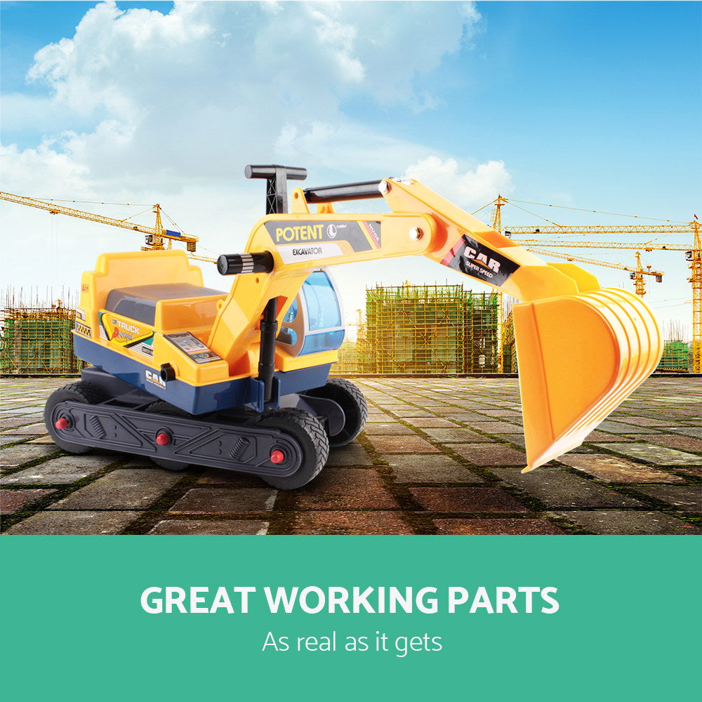 Kids Ride-On Excavator Sandpit Toy, Yellow