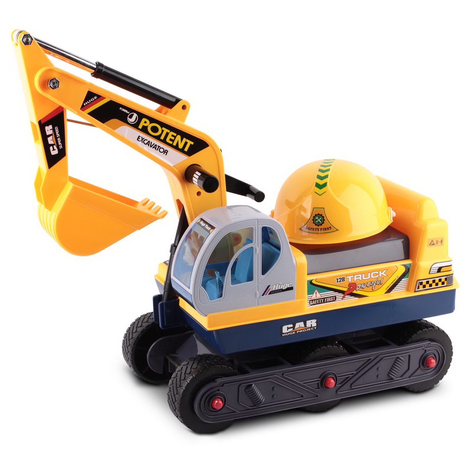 Kids Ride-On Excavator Sandpit Toy, Yellow