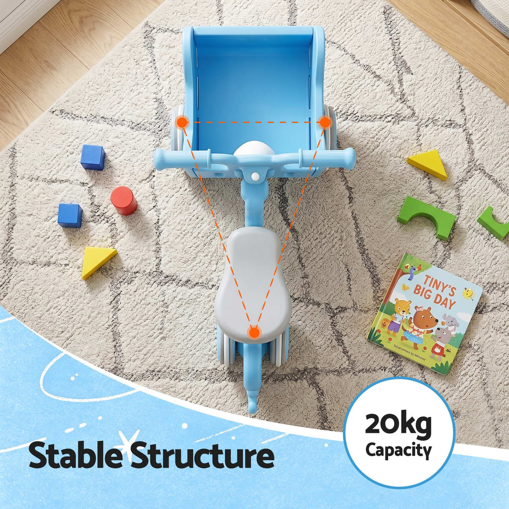 Kids Ride On Push Car Toys with Storage Space Animal Stickers Blue