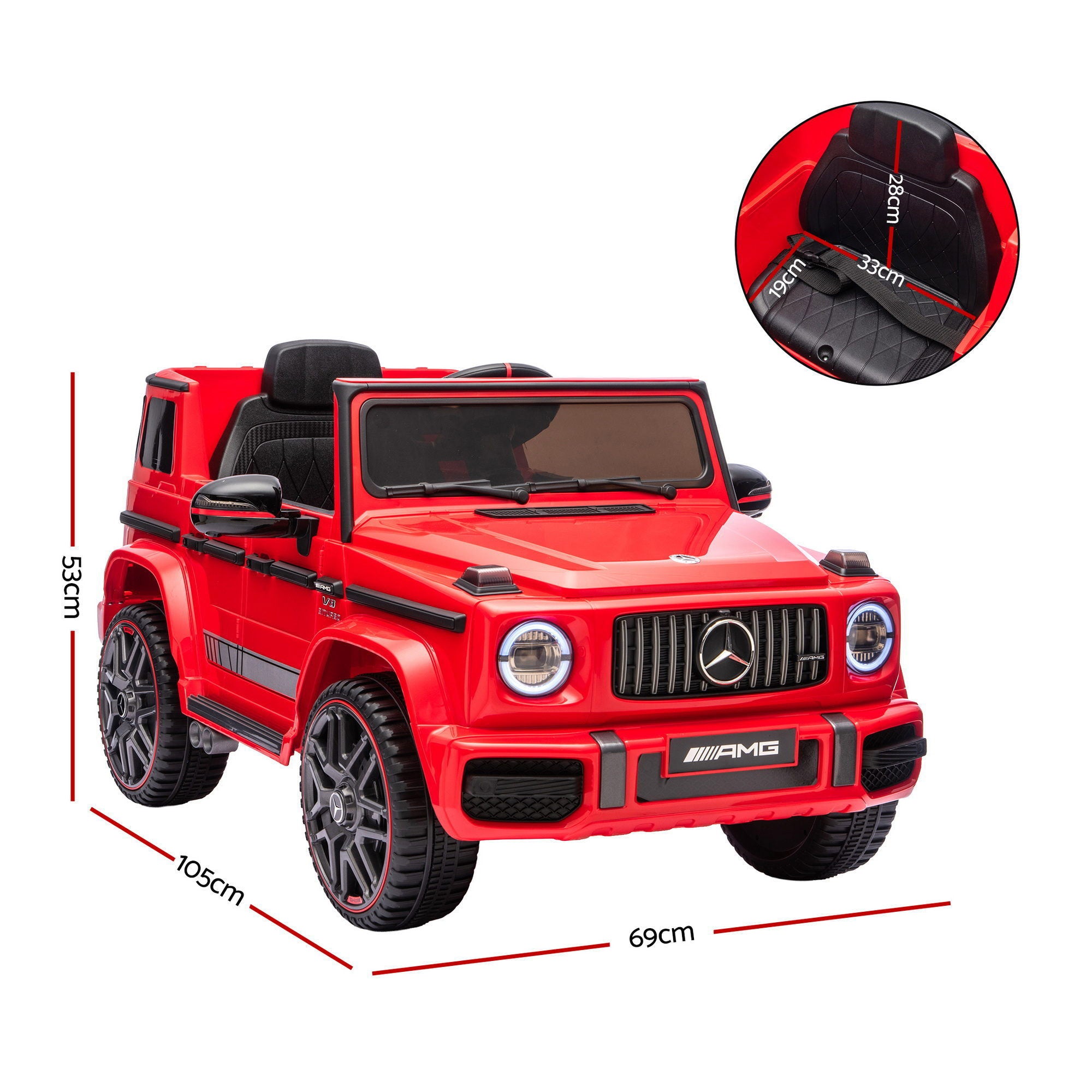 12V G63 Kids Electric Ride On Car with Parental Remote - Red