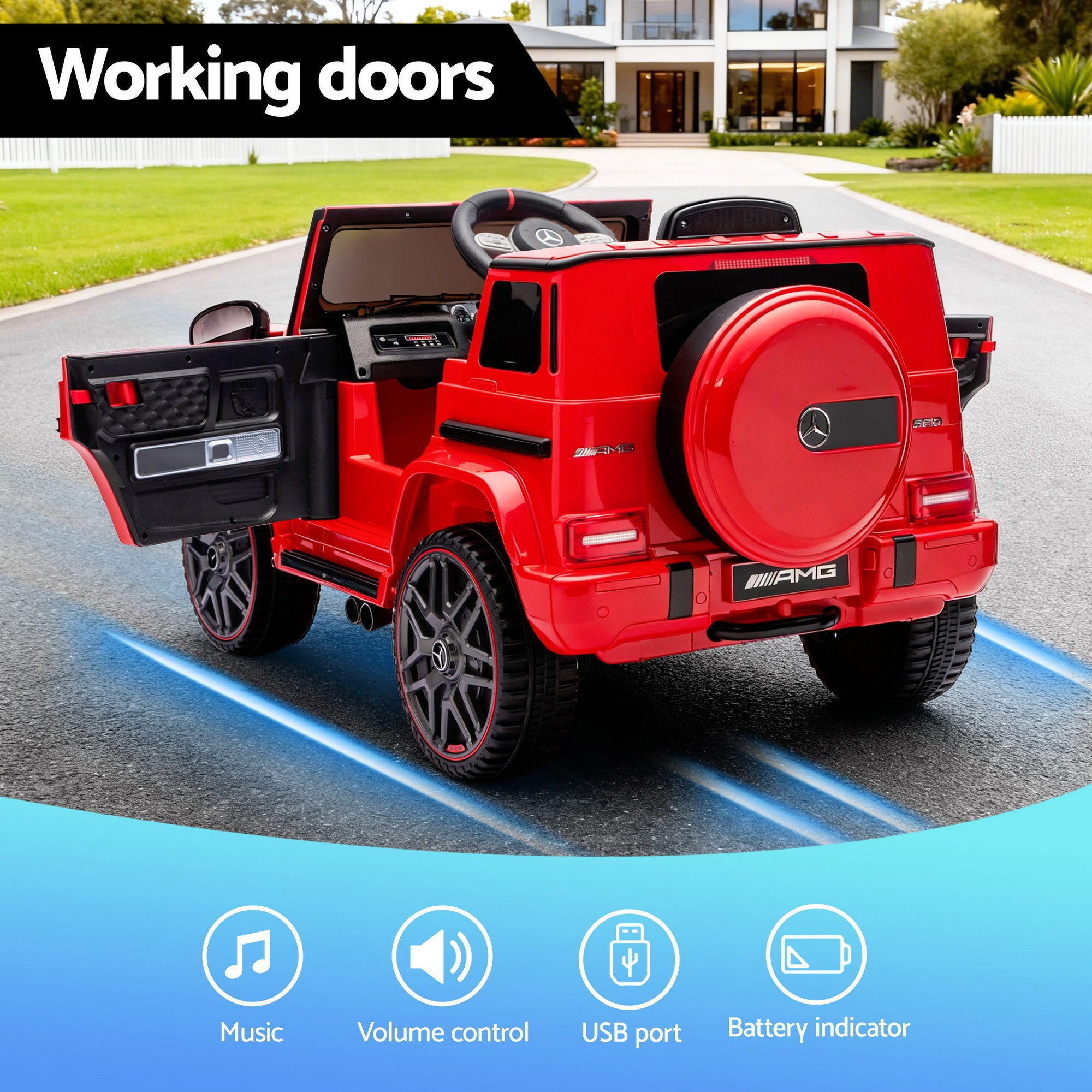 12V G63 Kids Electric Ride On Car with Parental Remote - Red