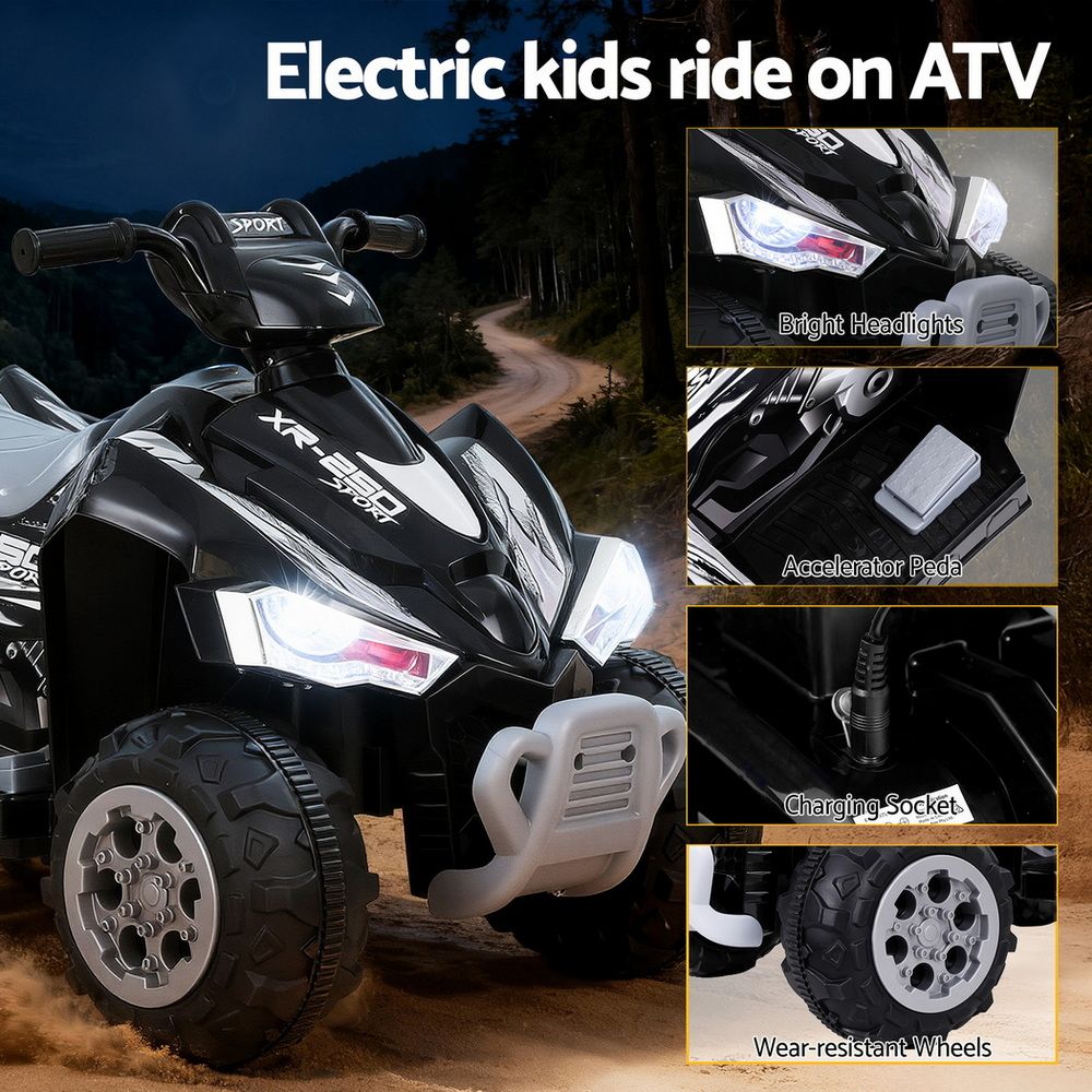 12V Kids Electric Ride On Quad Bike - Black