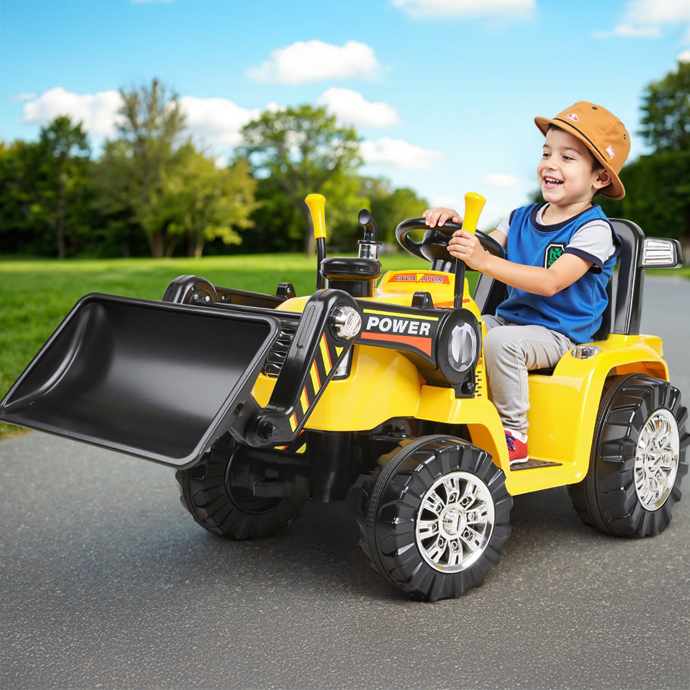 6V Kids Electric Ride On Bulldozer with Parental Remote - Yellow