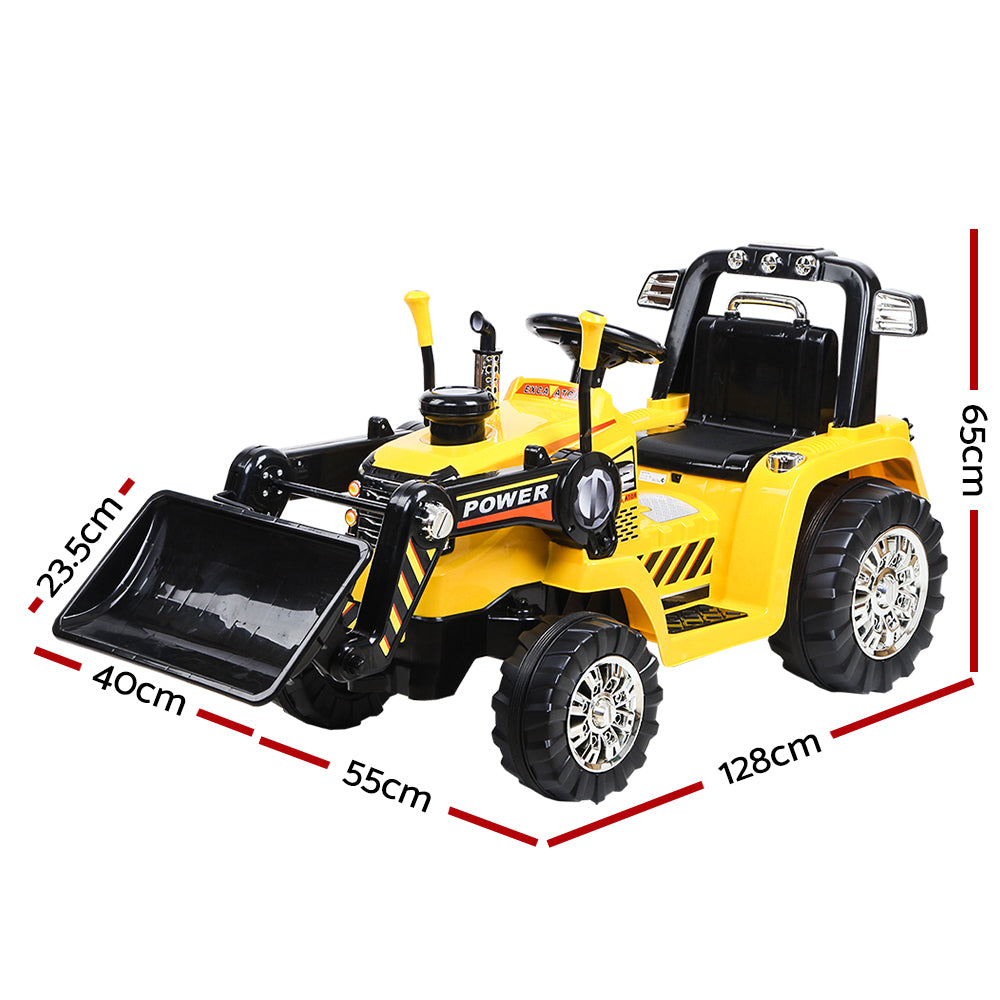 6V Kids Electric Ride On Bulldozer with Parental Remote - Yellow