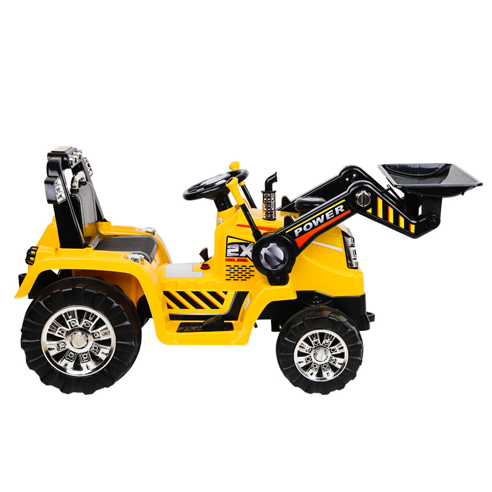 6V Kids Electric Ride On Bulldozer with Parental Remote - Yellow