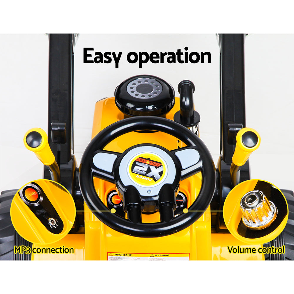 6V Kids Electric Ride On Bulldozer with Parental Remote - Yellow