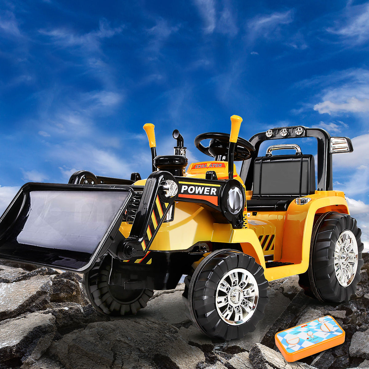 6V Kids Electric Ride On Bulldozer with Parental Remote - Yellow