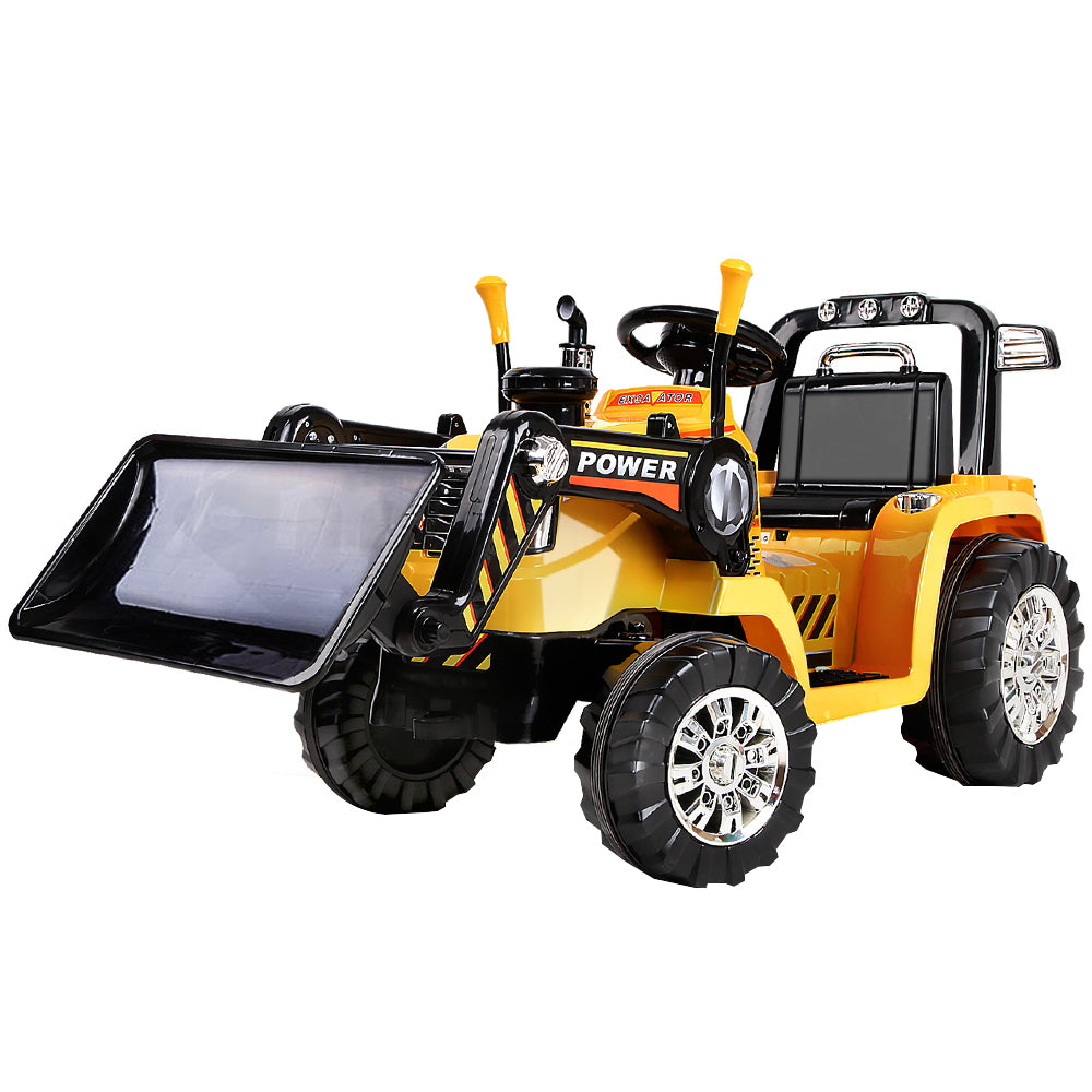 6V Kids Electric Ride On Bulldozer with Parental Remote - Yellow