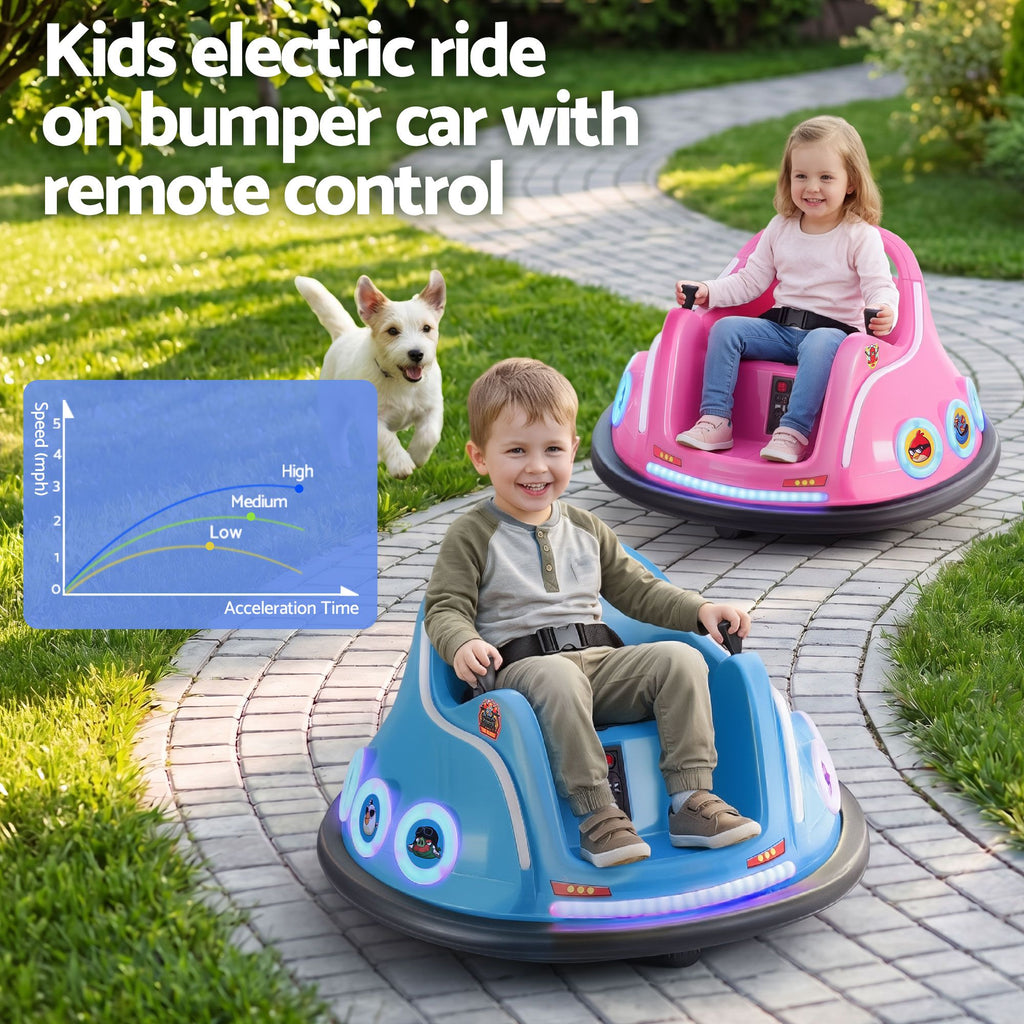 6V Kids Electric Bumper Car with Parental Remote - Pink