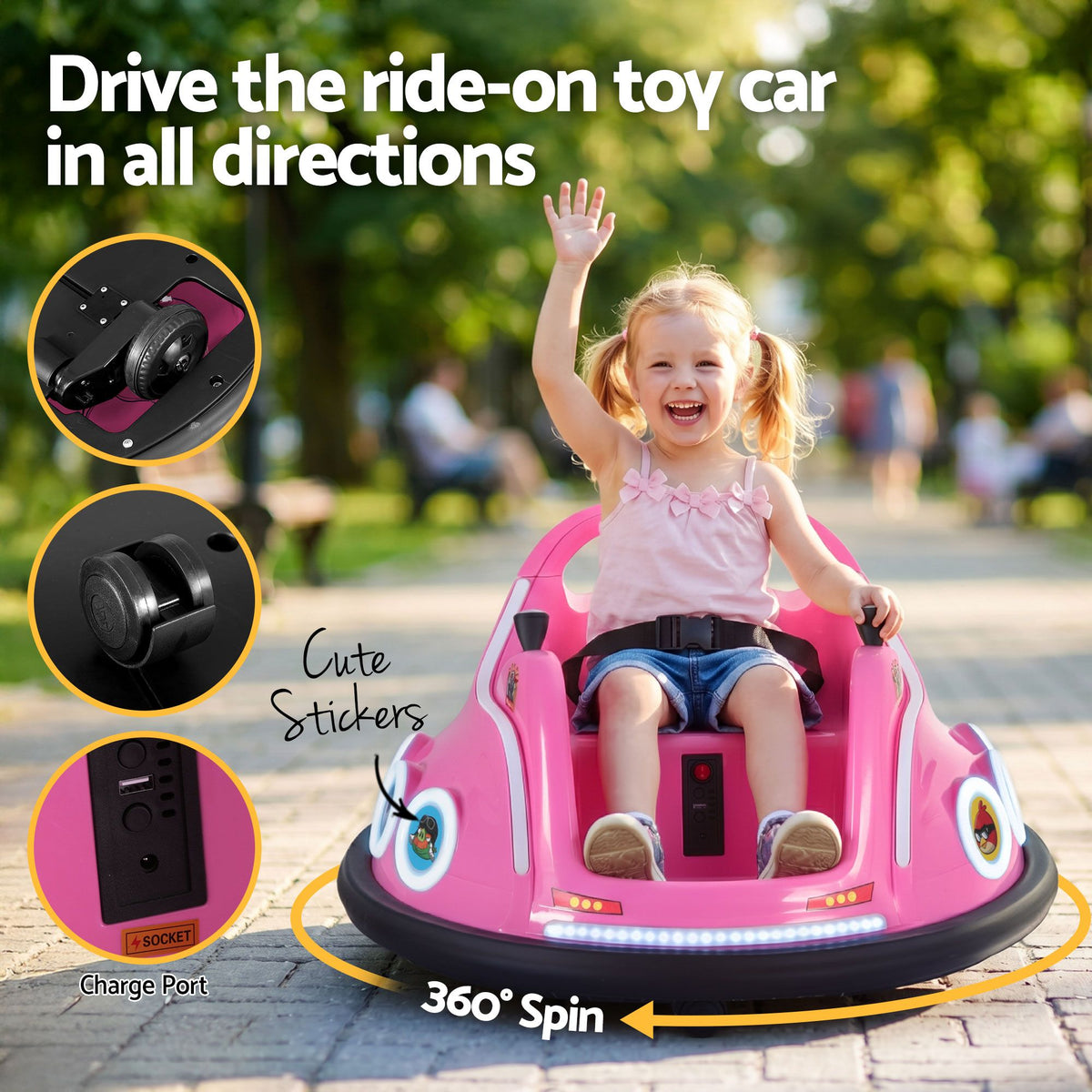 6V Kids Electric Bumper Car with Parental Remote - Pink