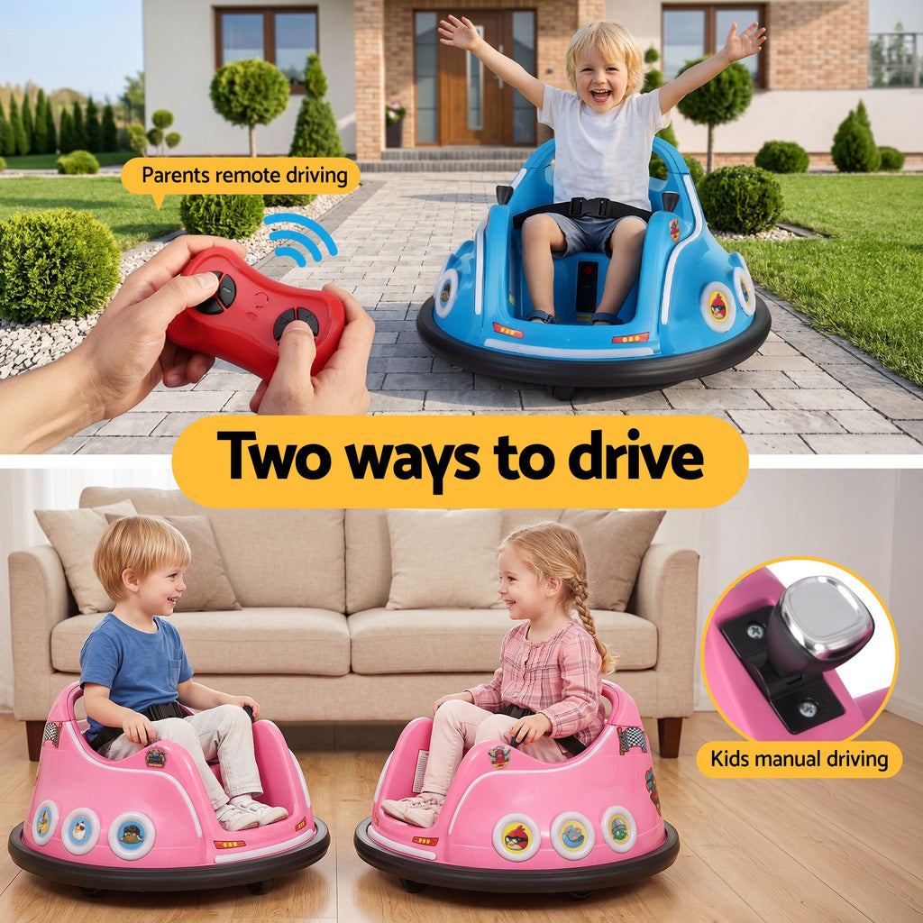 6V Kids Electric Bumper Car with Parental Remote - Pink