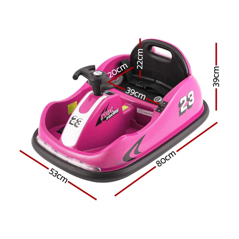 6V Kids Electric Bumper Kart with Parental Remote - Pink
