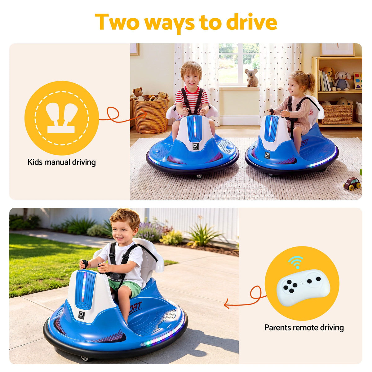 Ride on Cars Kids Bumper 12V Ride on Toy Toddler Remote Control Blue