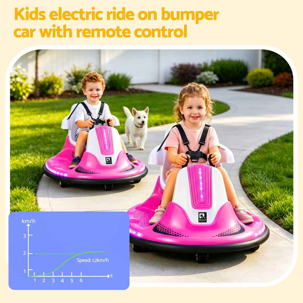 Ride on Cars Kids Bumper 12V Ride on Toy Toddler Remote Control Pink