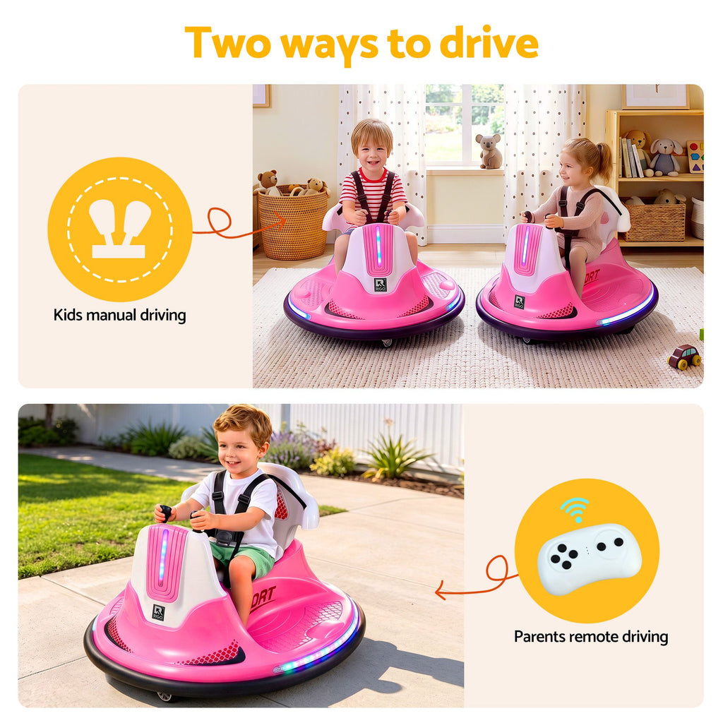 Ride on Cars Kids Bumper 12V Ride on Toy Toddler Remote Control Pink