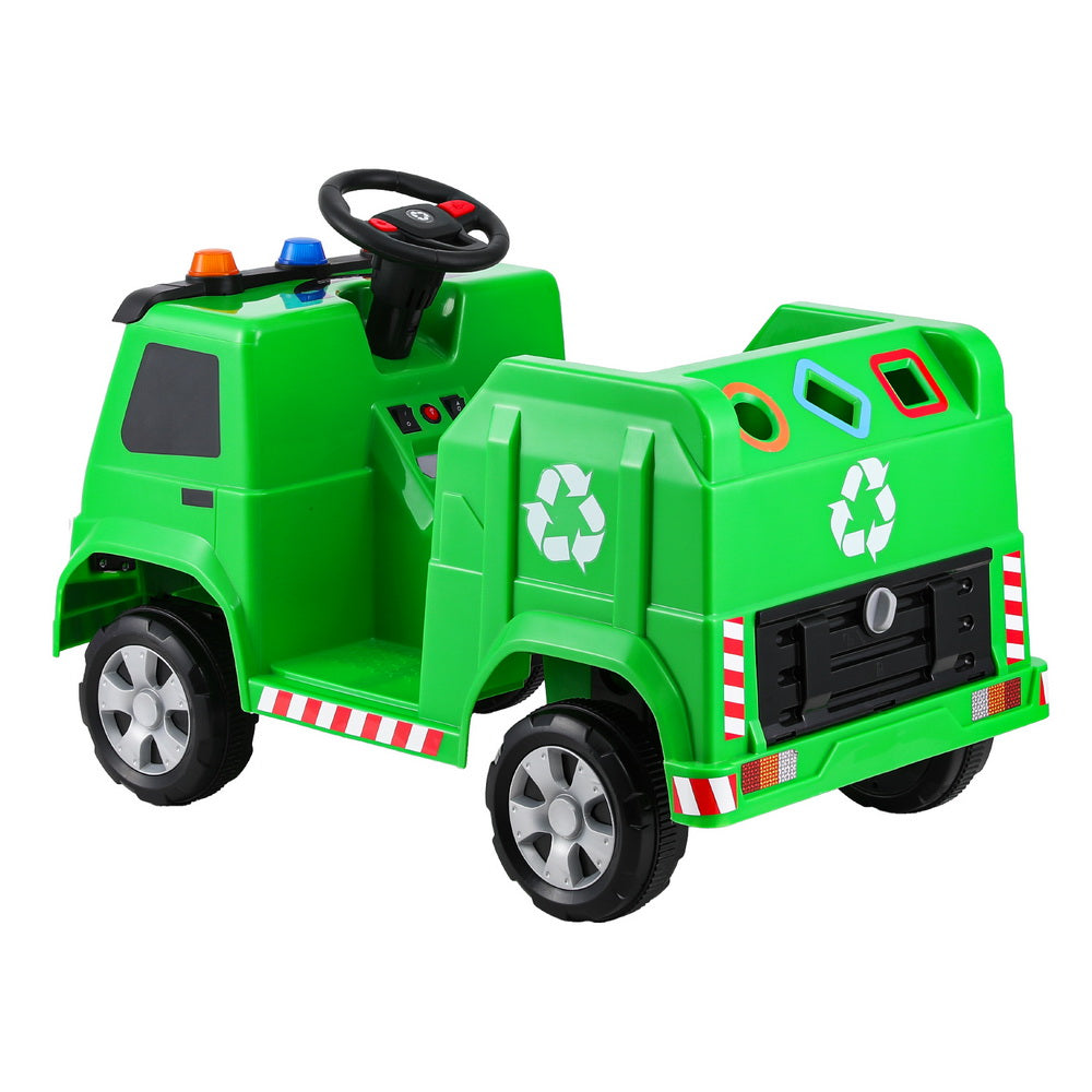 12V Kids Electric Garbage Truck Ride On with Parental Remote - Green