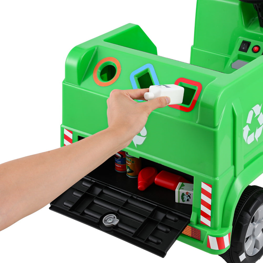 12V Kids Electric Garbage Truck Ride On with Parental Remote - Green
