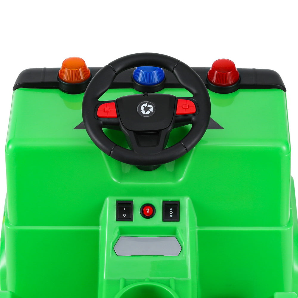 12V Kids Electric Garbage Truck Ride On with Parental Remote - Green