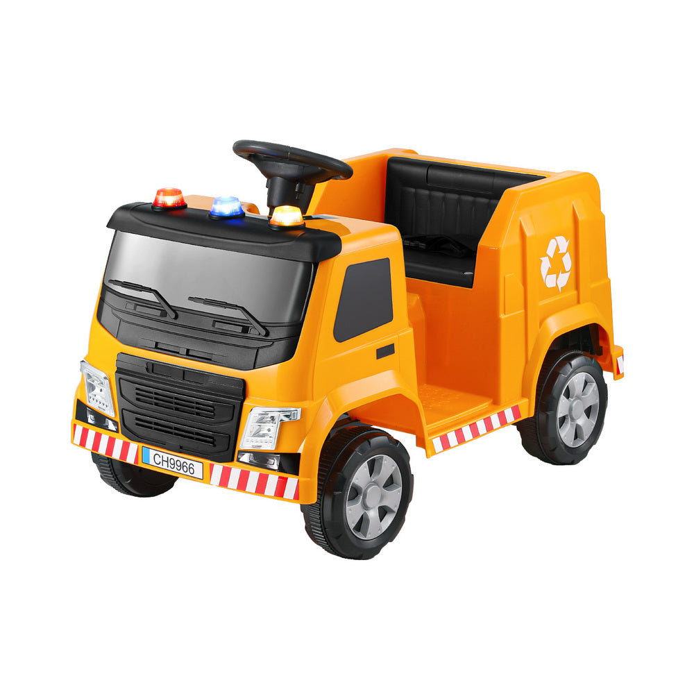 12V Kids Electric Garbage Truck Ride On with Parental Remote - Yellow