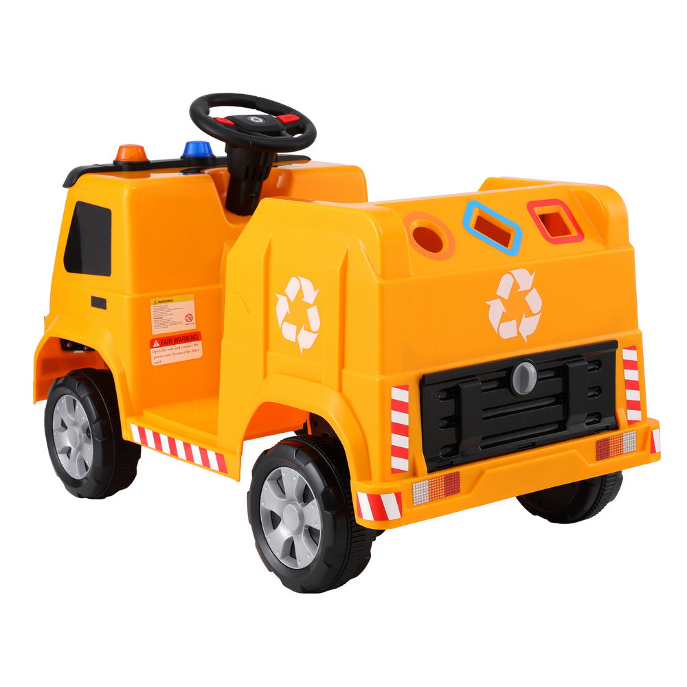 12V Kids Electric Garbage Truck Ride On with Parental Remote - Yellow