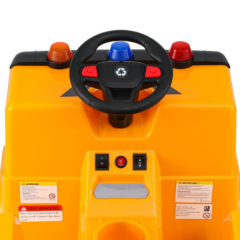 12V Kids Electric Garbage Truck Ride On with Parental Remote - Yellow