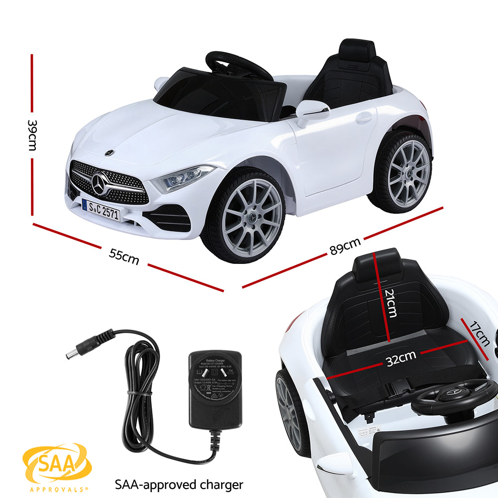 12V Licensed CLS350 Kids Electric Ride On Car with Parental Remote - White