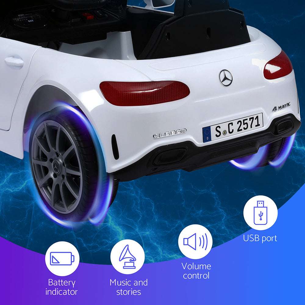 12V Licensed CLS350 Kids Electric Ride On Car with Parental Remote - White