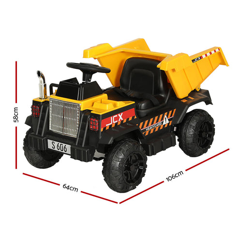 12V Kids Electric Dump Truck Ride On - Yellow