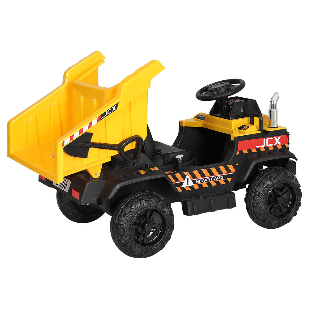 12V Kids Electric Dump Truck Ride On - Yellow