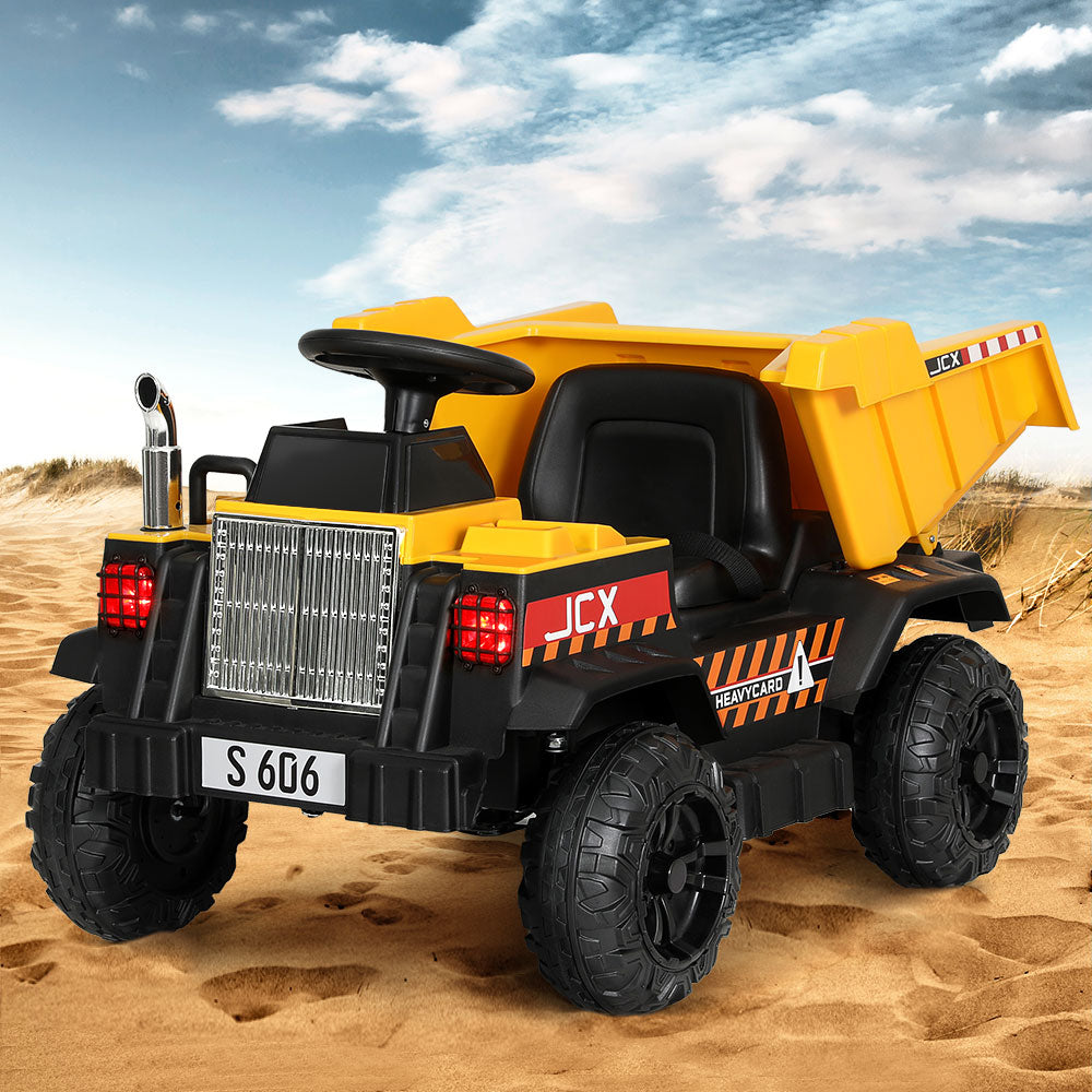 12V Kids Electric Dump Truck Ride On - Yellow