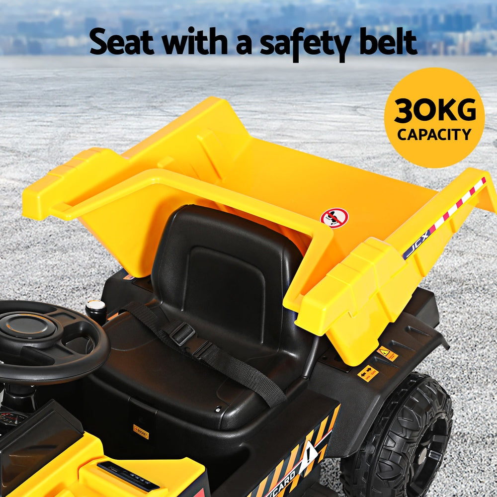12V Kids Electric Dump Truck Ride On - Yellow