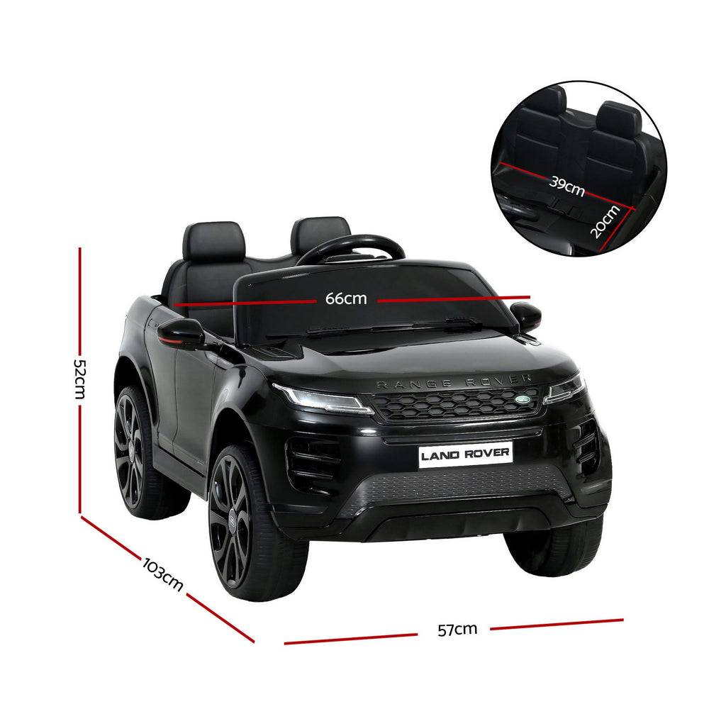 12V Licensed Land Rover Evoque Kids Electric Ride On Car with Parental Remote - Black
