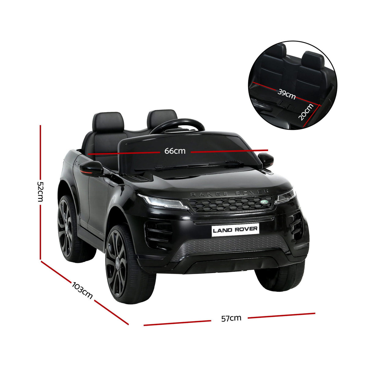 12V Licensed Land Rover Evoque Kids Electric Ride On Car with Parental Remote - Black