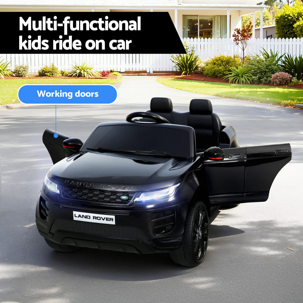 12V Licensed Land Rover Evoque Kids Electric Ride On Car with Parental Remote - Black