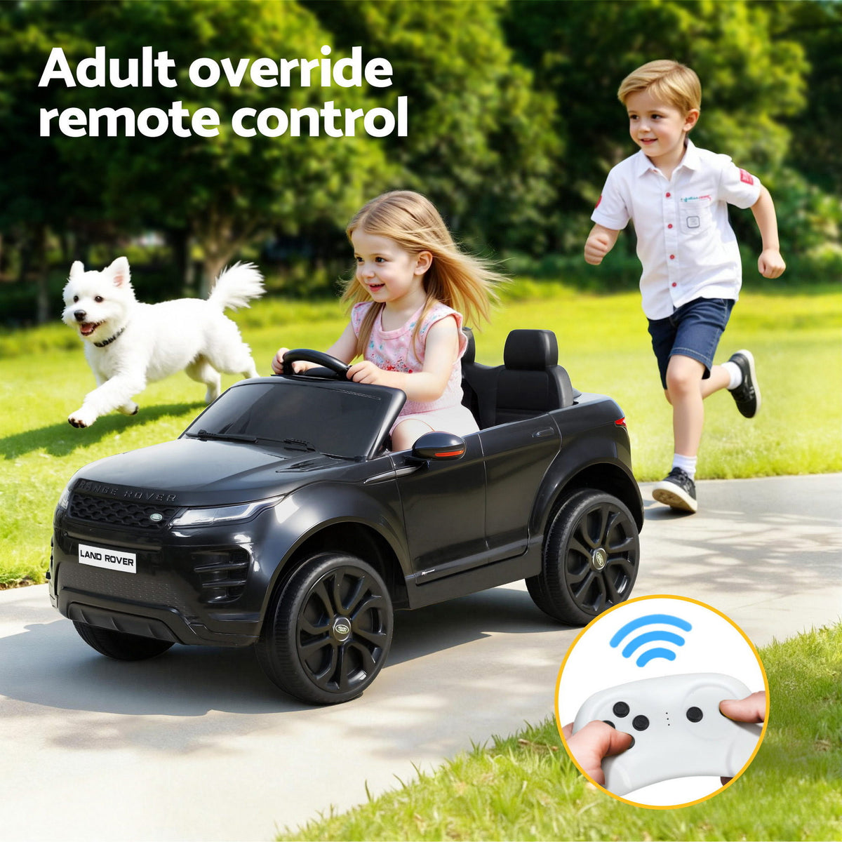 12V Licensed Land Rover Evoque Kids Electric Ride On Car with Parental Remote - Black
