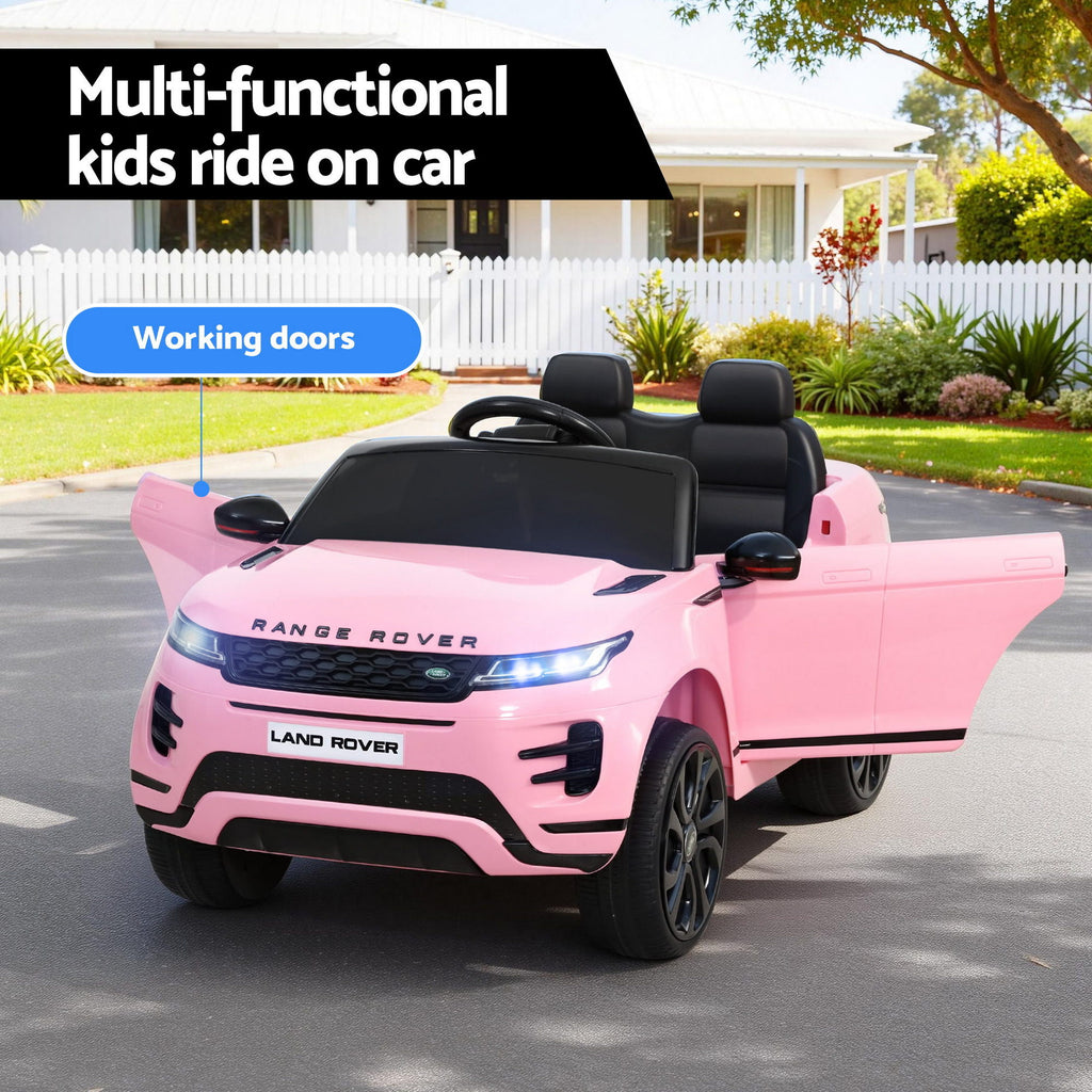 12V Licensed Land Rover Evoque Kids Electric Ride On Car with Parental Remote - Pink