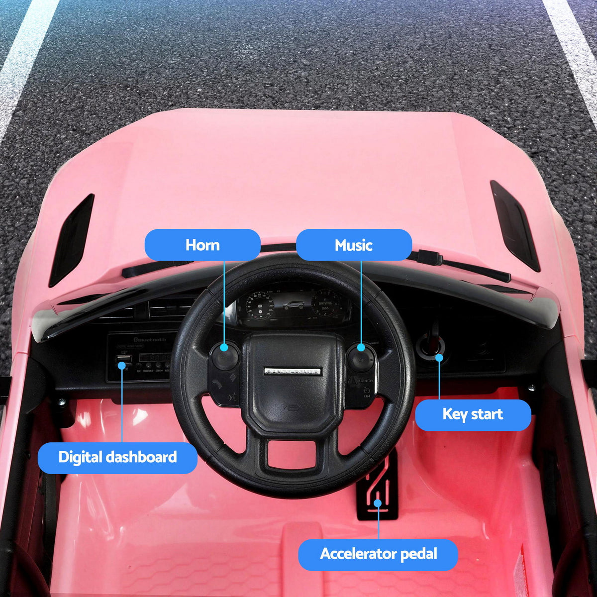 12V Licensed Land Rover Evoque Kids Electric Ride On Car with Parental Remote - Pink