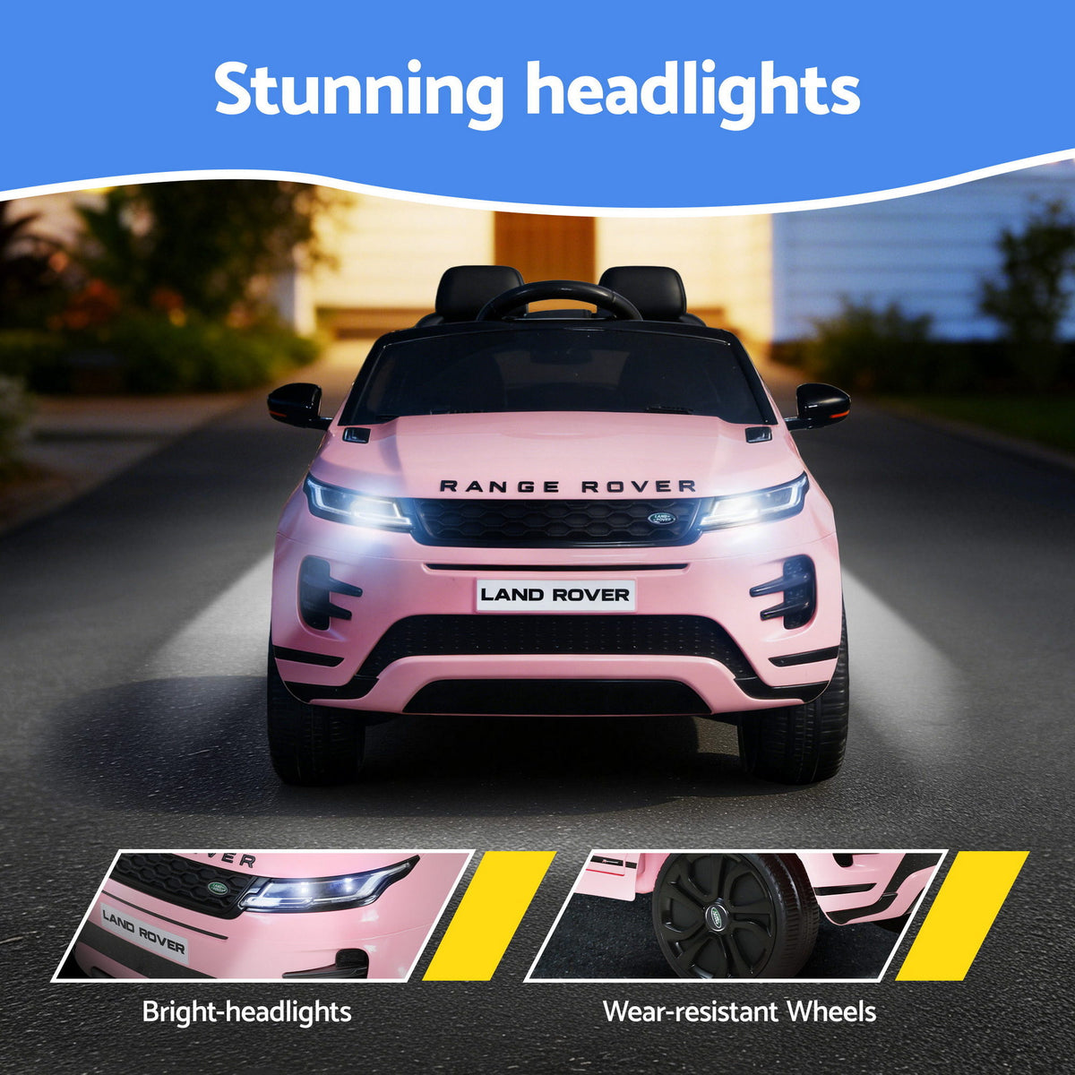 12V Licensed Land Rover Evoque Kids Electric Ride On Car with Parental Remote - Pink
