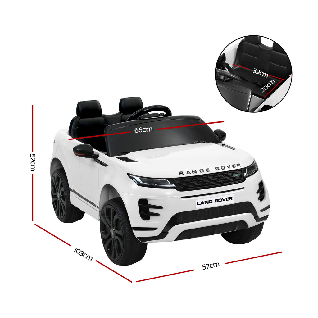 12V Licensed Land Rover Evoque Kids Electric Ride On Car with Parental Remote - White