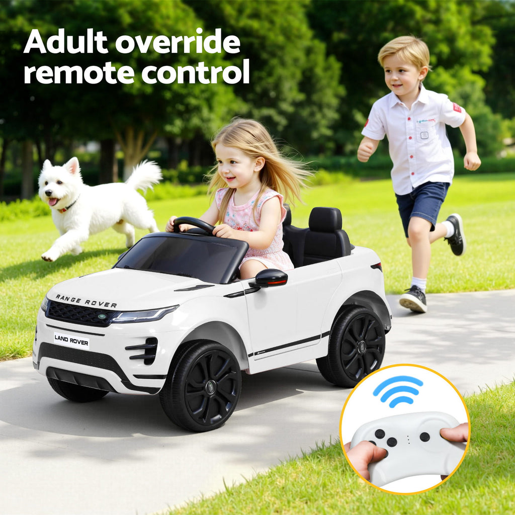 12V Licensed Land Rover Evoque Kids Electric Ride On Car with Parental Remote - White