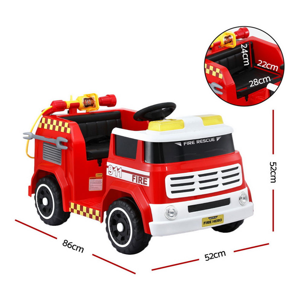 12V Kids Electric Fire Truck Ride On with Water Gun with Parental Remote