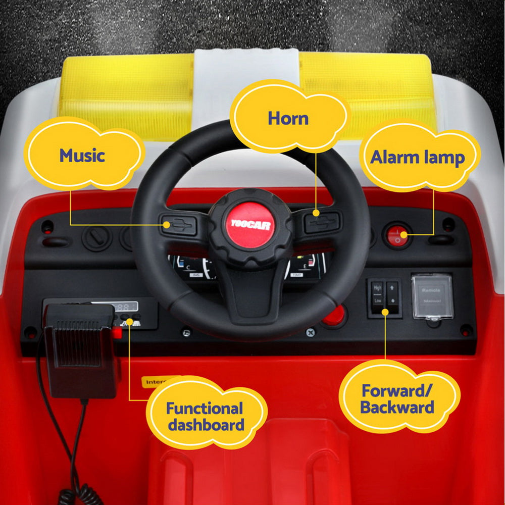 12V Kids Electric Fire Truck Ride On with Water Gun with Parental Remote